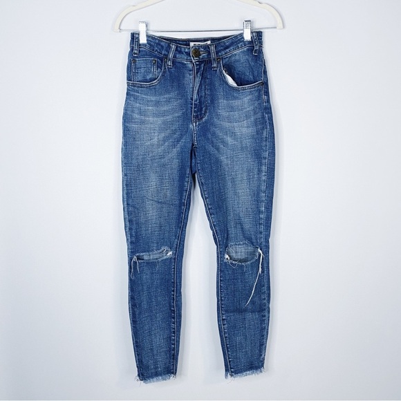One Teaspoon Denim - One Teaspoon - Medium Wash Distressed Skinny Jeans